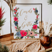 Rustieke Winter Bloemen Waterverf Trouwbord Poster