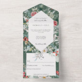 Rustieke winter bloemendennen smaragd geen diner all in one uitnodiging (Binnen)