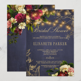 Rustieke winter bloemenmarine bordeaux vrijgezelle kaart