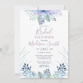 Rustieke Winter Bloemstuk Navy Waterverf Bruiloft  Kaart (Voorkant)