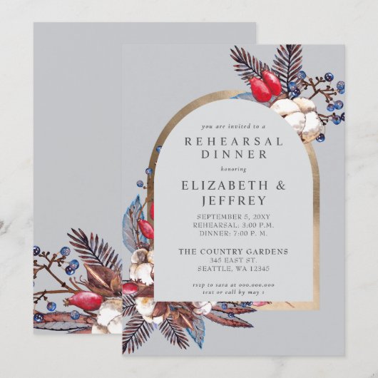 Rustieke Winter Bloemstukken Gebogen Oefenavond Et Kaart (Voorkant / Achterkant)