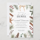 Rustieke Winter Boog Groene Bes Trouwfeest Kaart (Voorkant)