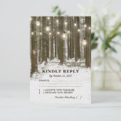 Rustieke Winter Bos Boomverlichting Bruiloft RSVP Kaartje (Staand voorkant)