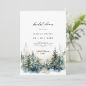 rustieke winter bos bruids douche uitnodiging (Staand voorkant)