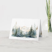 Rustieke winter bos bruiloft dank u kaart (Voorkant)