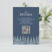 Rustieke Winter Bos Bruiloft QR-code Details Inste Informatiekaartje (Staand voorkant)