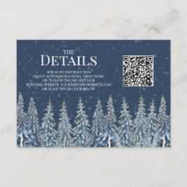 Rustieke Winter Bos Bruiloft QR-code Details Inste Informatiekaartje