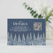 Rustieke Winter Bos Bruiloft QR-code Details Inste Informatiekaartje (Staand voorkant)