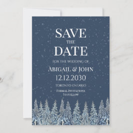 Rustieke winter bos bruiloft save the date kaart