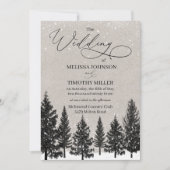 Rustieke Winter Bos bruiloft uitnodiging (Voorkant)