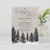 Rustieke Winter Bos bruiloft uitnodiging (Staand voorkant)