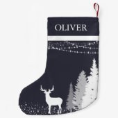 Rustieke Winter Bos Herten Persoonlijk Monogram Kleine Kerstsok (Achterkant)