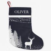 Rustieke Winter Bos Herten Persoonlijk Monogram Kleine Kerstsok (Voorkant)