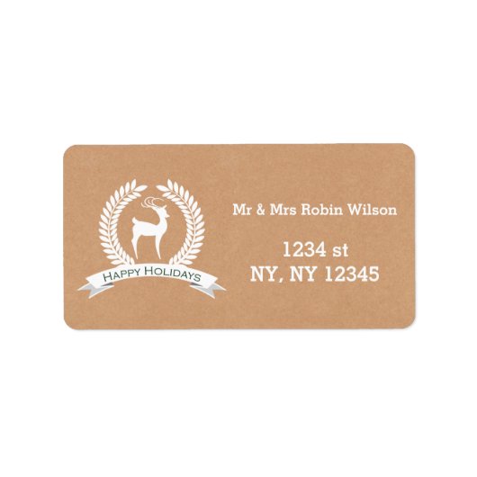 Rustieke winter bos herten Vakantie labels (Voorkant)