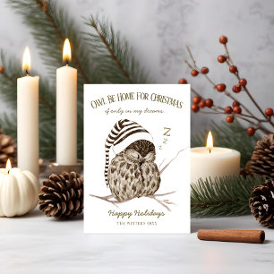 Rustieke Winter Bos   Knuffelige Uil Kerstkaart