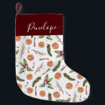 Rustieke Winter Botanicals Kleine Kerstsok<br><div class="desc">Rustieke en feestelijke kerstkous met waterverf illustratie van winterplantkunde en specerijen.</div>