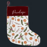 Rustieke Winter Botanicals Kleine Kerstsok<br><div class="desc">Rustieke en feestelijke kerstkous met waterverf illustratie van winterplantkunde en specerijen.</div>