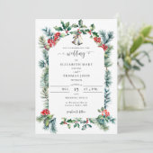 Rustieke Winter Botanische Lijst Groen Rood Bruilo Kaart (Staand voorkant)
