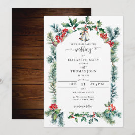 Rustieke Winter Botanische Lijst Groen Rood Bruilo Kaart