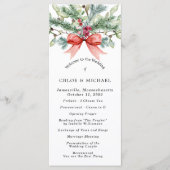 Rustieke Winter Botanische Rode Boog DIY Wedding Programmakaart (Voorkant)