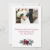 Rustieke Winter Bourgondische Rozen bruiloft dank  Bedankkaart (Achterkant)