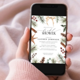 Rustieke Winter Bow Evergreen Berry Vrijgezellenfe Kaart