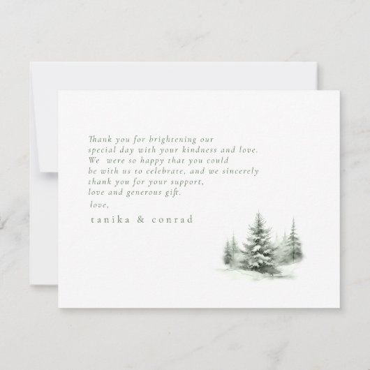 Rustieke Winter Bruiloft Bedankt Bos Groen ID1049 (Achterkant)