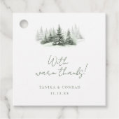 Rustieke Winter Bruiloft Bedankt Bos Groen ID1049 Bedankjes Labels (Voorkant)