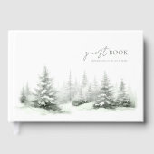 Rustieke Winter Bruiloft Bos Groene ID1049 Gastenboek (Voorkant)