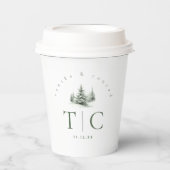 Rustieke Winter Bruiloft Bos Groene ID1049 Papieren Bekers (Voorkant)