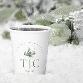 Rustieke Winter Bruiloft Bos Groene ID1049 Papieren Bekers