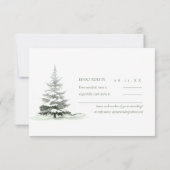 Rustieke Winter Bruiloft Bos Groene ID1049 RSVP Kaartje (Achterkant)