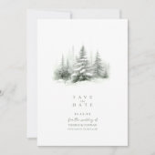 Rustieke Winter Bruiloft Bos Groene ID1049 Save The Date (Voorkant)