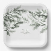 Rustieke Winter Bruiloft Boughs Bos Groen ID1049 Papieren Bordje (Voorkant)