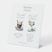 Rustieke Winter Bruiloft Handtekening Drinken ID10 Reclamebord Met Voetstuk (Voorkant)