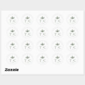 Rustieke Winter Bruiloft Initialen Bos Groen ID104 Ronde Sticker (Vel)