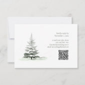 Rustieke Winter Bruiloft QR Code Forest Green ID10 RSVP Kaartje (Achterkant)