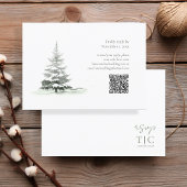 Rustieke Winter Bruiloft QR Code Forest Green ID10 RSVP Kaartje