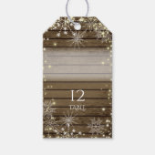 Rustieke Winter Bruiloft Sneeuwvlokken Zitplaatsen Cadeaulabel (Voorkant)