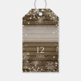 Rustieke Winter Bruiloft Sneeuwvlokken Zitplaatsen Cadeaulabel