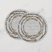 Rustieke winter bruiloft takken & land sneeuw kaart (Voorkant / Achterkant)