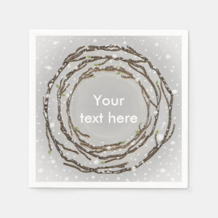 Rustieke winter bruiloft takken & land sneeuw servet