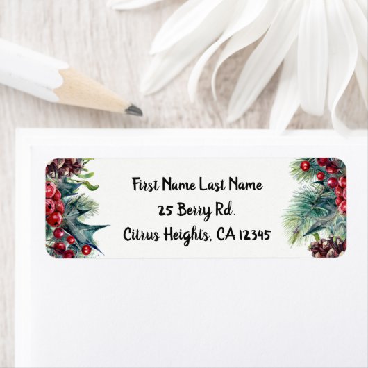 Rustieke winter bruiloft vakantie kerst bessen etiket (Insitu)