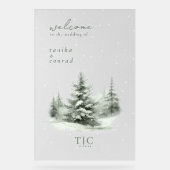 Rustieke Winter Bruiloft Welkom Bos Groene ID1049 Acryl Bord (Voorkant)