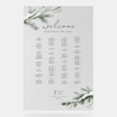 Rustieke Winter Bruiloft Zitplaatsen Bos Groen ID1 Acryl Bord (Voorkant)