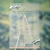 Rustieke Winter Bruiloft Zitplaatsen Bos Groen ID1 Acryl Bord (Neutraal)