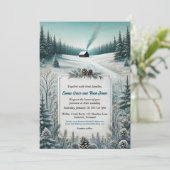 Rustieke Winter Cabin Huwelijksuitnodiging Kaart (Staand voorkant)