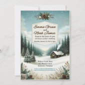 Rustieke Winter Cabin Huwelijksuitnodiging Kaart (Voorkant)