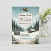 Rustieke Winter Cabin Huwelijksuitnodiging Kaart (Staand voorkant)