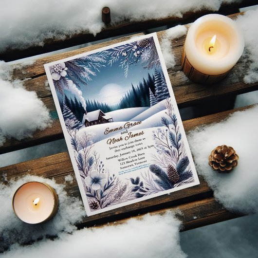 Rustieke Winter Cabin Huwelijksuitnodiging Kaart